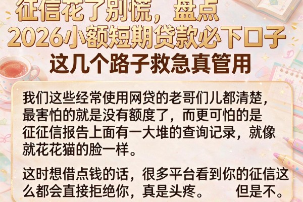 征信花了别慌，盘点2026小额短期贷款必下口子，这几个路子救急真管用