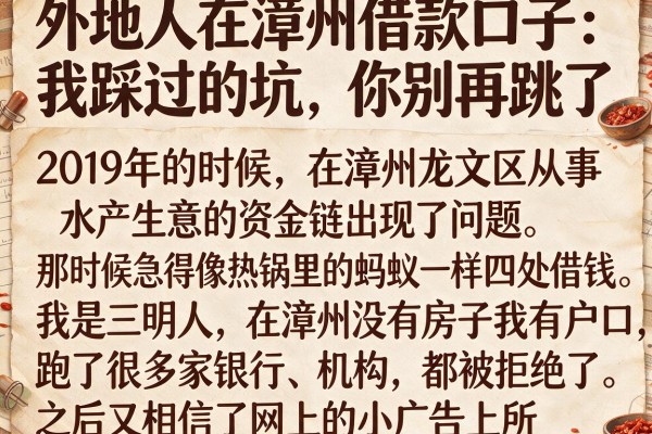 外地人在漳州借款口子：我踩过的坑，你别再跳了