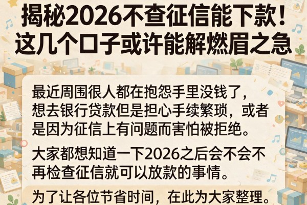 揭秘2026不查征信能下款，这几个口子或许能解燃眉之急