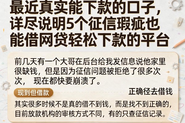 最近真实能下款的口子，详尽说明5个征信瑕疵也能借网贷轻松下款的平台