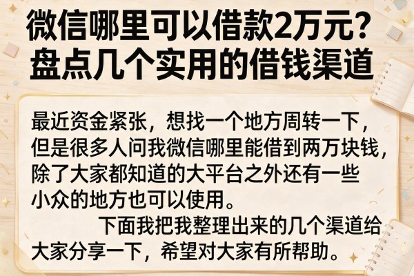 微信哪里可以借款2万元？盘点几个实用的借钱渠道