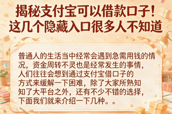 揭秘支付宝可以借款口子，这几个隐藏入口很多人不知道