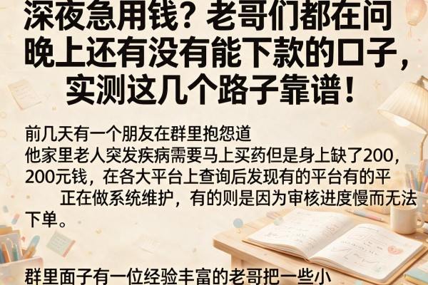 深夜急用钱？老哥们都在问晚上还有没有能下款的口子，实测这几个路子靠谱！