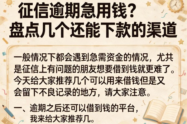 征信逾期急用钱？盘点几个还能下款的渠道