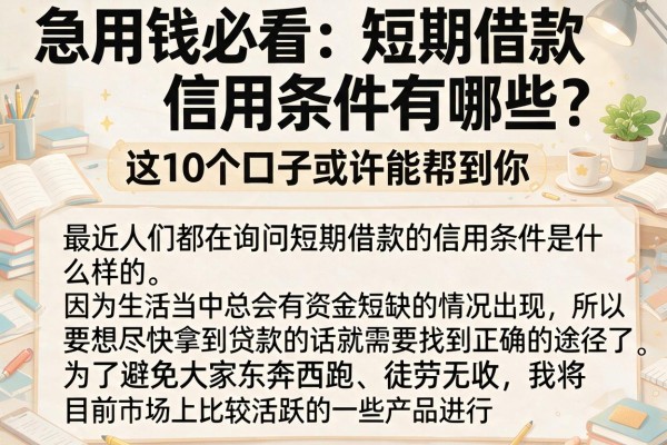 急用钱必看：短期借款信用条件有哪些？这10个口子或许能帮到你