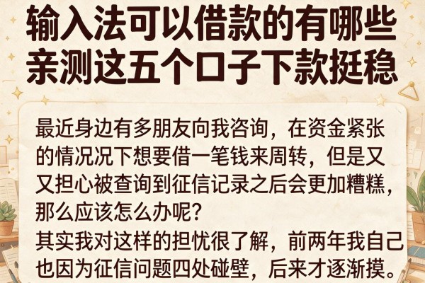 输入法可以借款的有哪些，亲测这五个口子下款挺稳