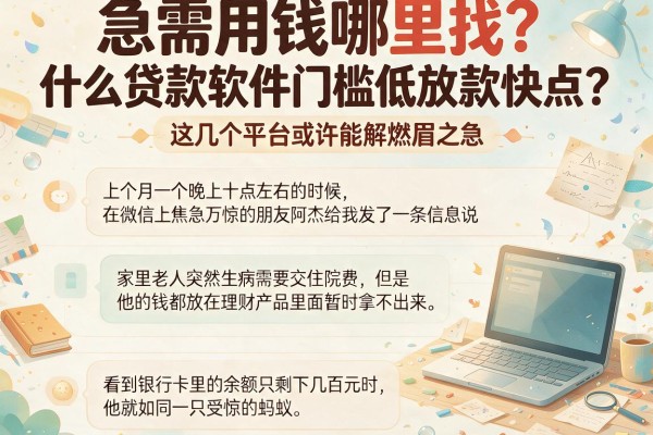 急需用钱哪里找？什么贷款软件门槛低放款快点？这几个平台或许能解燃眉之急