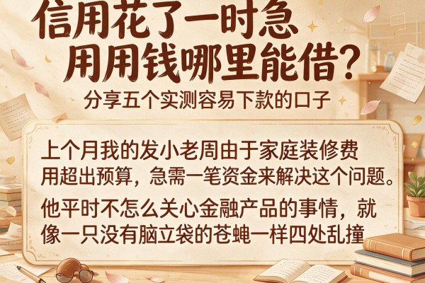 信用花了一时急用钱哪里能借？分享五个实测容易下款的口子