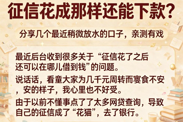 征信花成那样还能下款？分享几个最近稍微放水的口子，亲测有戏