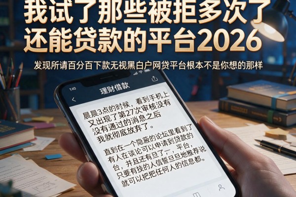 我试了那些被拒多次了还能贷款的平台2026，发现所谓百分百下款无视黑白户网贷平台根本不是你想的那样