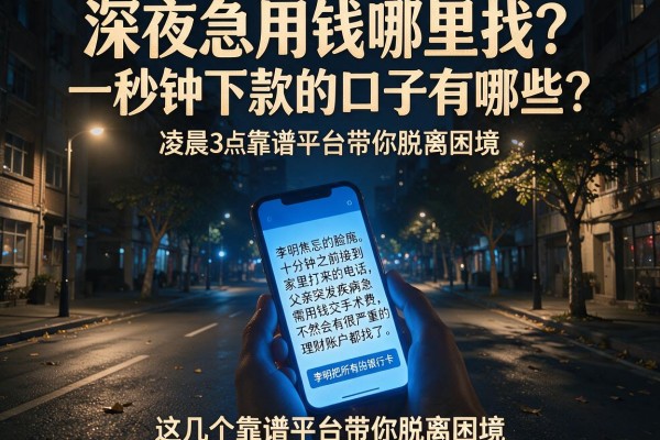 深夜急用钱哪里找?一秒钟下款的口子有哪些?这几个靠谱平台带你脱离困境
