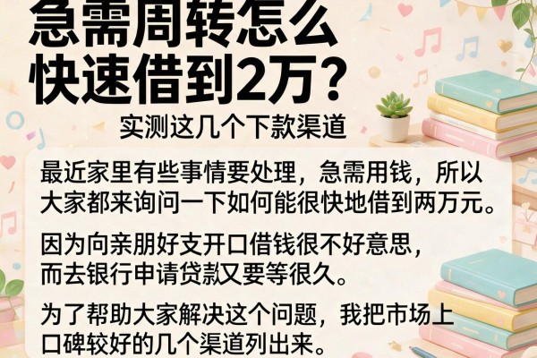 急需周转怎么快速借到2万？实测这几个下款渠道