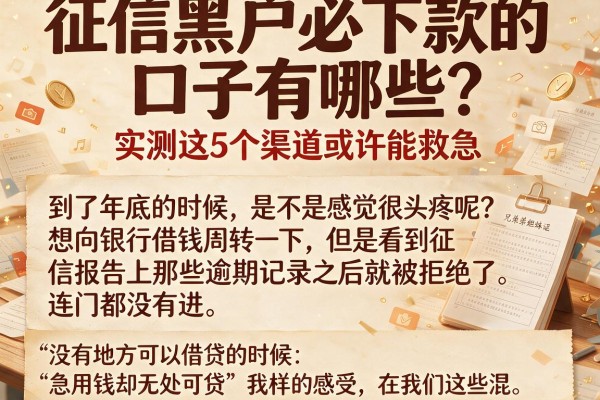 征信黑户必下款的口子有哪些？实测这5个渠道或许能救急