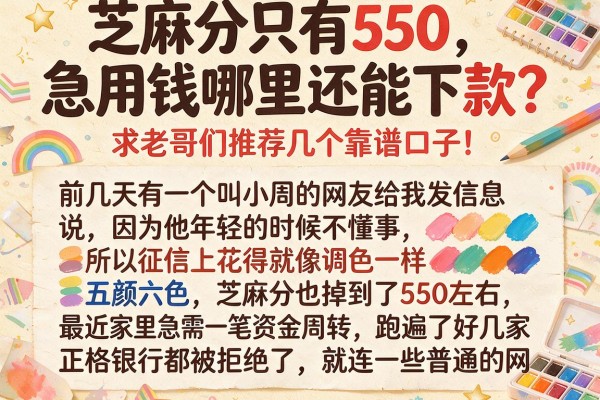 芝麻分只有550，急用钱哪里还能下款？求老哥们推荐几个靠谱口子！_1