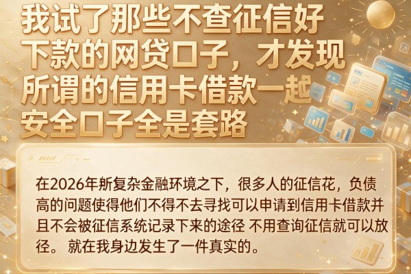 我试了那些不查征信好下款的网贷口子，才发现所谓的信用卡借款安全口子全是套路