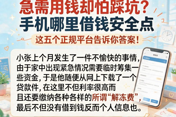 急需用钱却怕踩坑？手机哪里借钱安全点，这五个正规平台告诉你答案！
