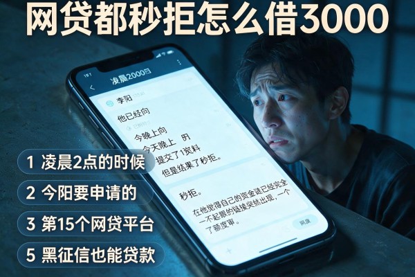 网贷都秒拒怎么借3000，条列五个黑征信也能贷款的网贷平台