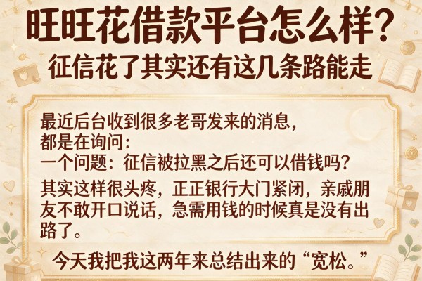 旺旺花借款平台怎么样？征信花了其实还有这几条路能走