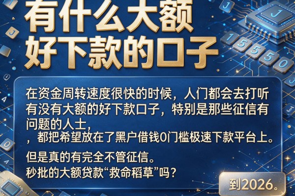 有什么大额好下款的口子，概括五个黑户借钱0门槛极速下款平台