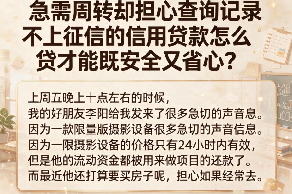 急需周转却担心查询记录？不上征信的信用贷款怎么贷才能既安全又省心？