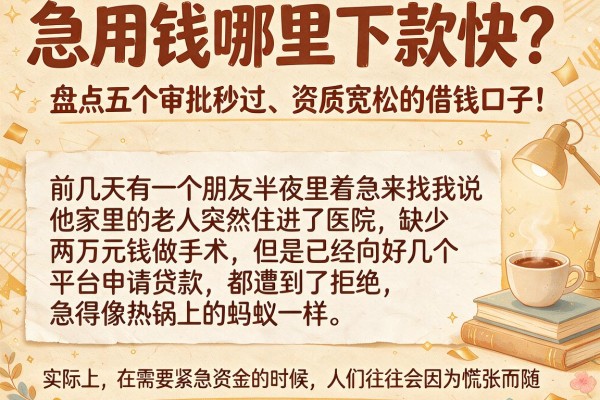 急用钱哪里下款快？盘点五个审批秒过、资质宽松的借钱口子！