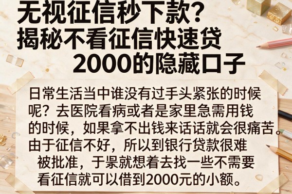 无视征信秒下款？揭秘不看征信快速贷2000的隐藏口子