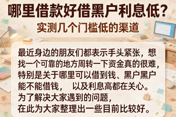 哪里借款好借黑户利息低？实测几个门槛低的渠道