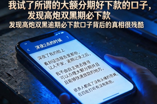 我试了所谓的大额分期好下款的口子，发现高炮双黑逾期必下款口子背后的真相很残酷