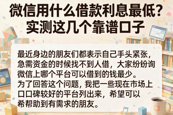 微信用什么借款利息最低？实测这几个靠谱口子