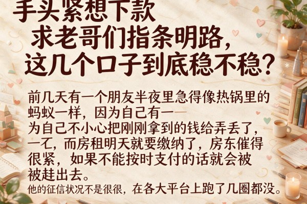 手头紧想下款求老哥们指条明路，这几个口子到底稳不稳？