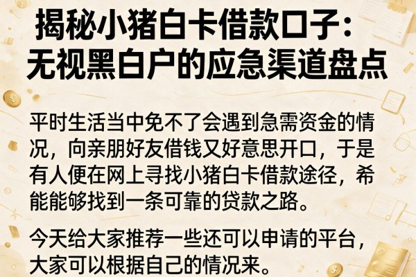 揭秘小猪白卡借款口子：无视黑白户的应急渠道盘点