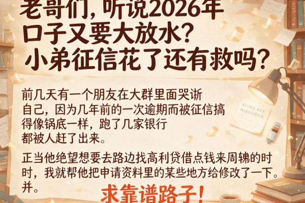 老哥们，听说2026年口子又要大放水？小弟征信花了还有救吗？求靠谱路子！