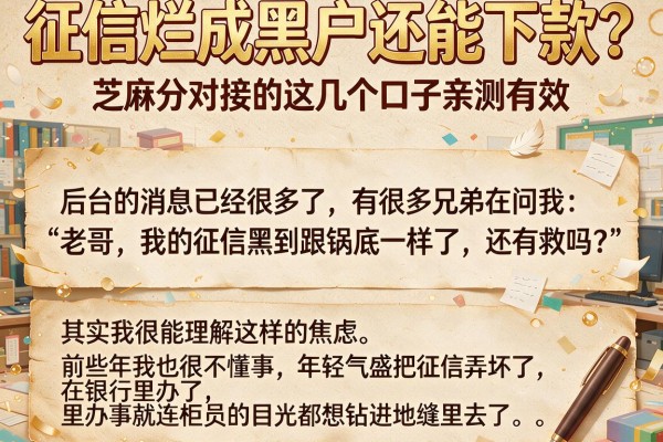 征信烂成黑户还能下款？芝麻分对接的这几个口子亲测有效