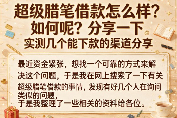 超级腊笔借款怎么样？实测几个能下款的渠道分享