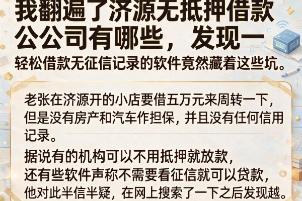 我翻遍了济源无抵押借款公司有哪些，发现轻松借款无征信记录的软件竟然藏着这些坑