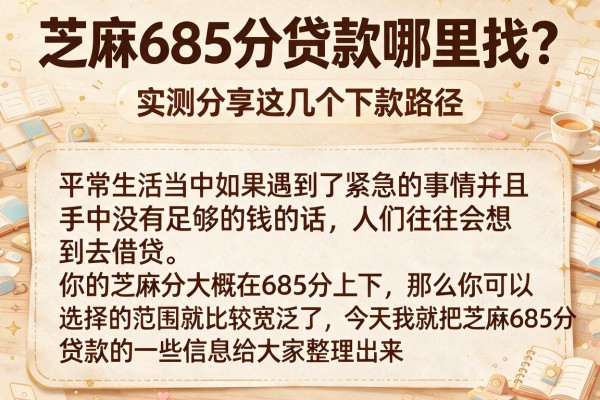 芝麻685分贷款哪里找？实测分享这几个下款路径