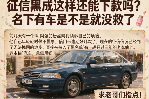 征信黑成这样还能下款吗？名下有车是不是就没救了，求老哥们指点！