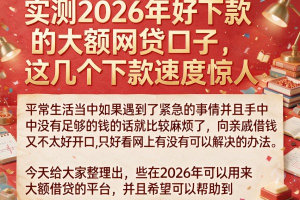 实测2026年好下款的大额网贷口子，这几个下款速度惊人