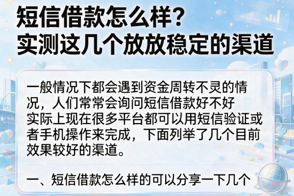 短信借款怎么样？实测这几个放款稳定的渠道