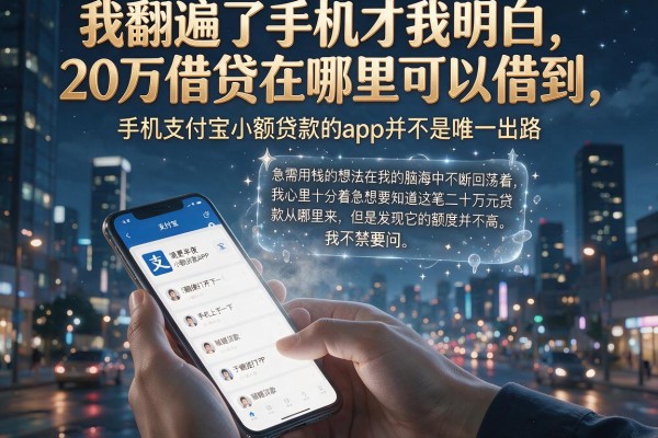 我翻遍了手机才明白，20万借贷在哪里可以借到，手机支付宝小额贷款的app并不是唯一出路