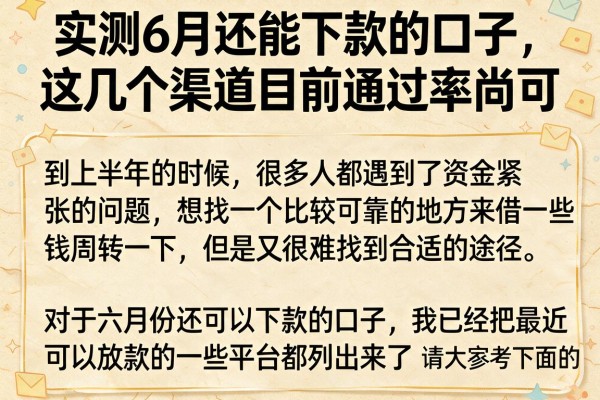 实测6月还能下款的口子，这几个渠道目前通过率尚可