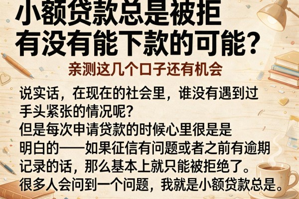 小额贷款总是被拒有没有能下款的可能？亲测这几个口子还有机会