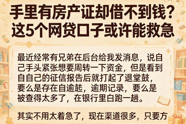 手里有房产证却借不到钱？这5个网贷口子或许能救急