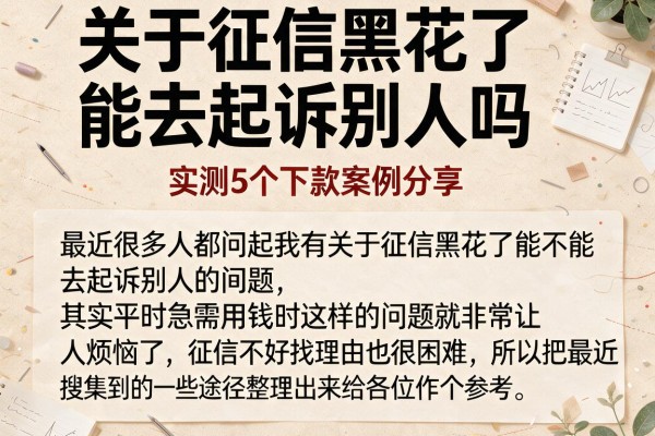 关于征信黑花了能去起诉别人吗，实测5个下款案例分享