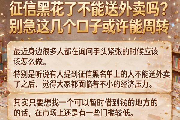 征信黑花了不能送外卖吗?别急这几个口子或许能周转