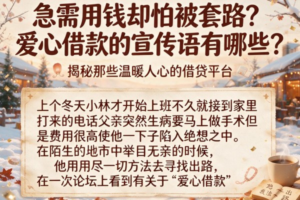 急需用钱却怕被套路？爱心借款的宣传语有哪些？揭秘那些温暖人心的借贷平台