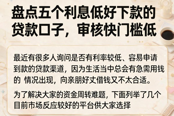 盘点五个利息低好下款的贷款口子，审核快门槛低