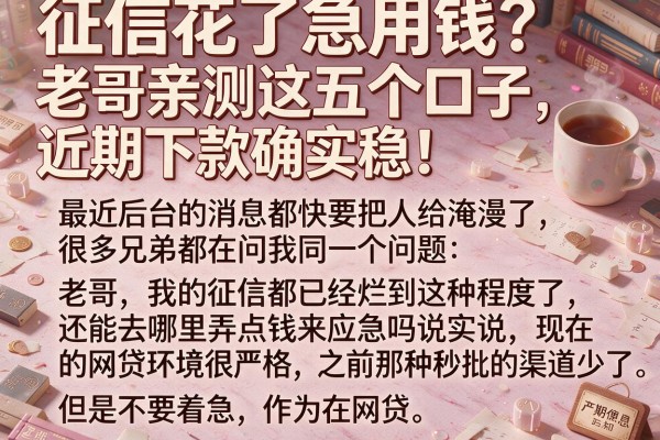 征信花了急用钱？老哥亲测这五个口子，近期下款确实稳！