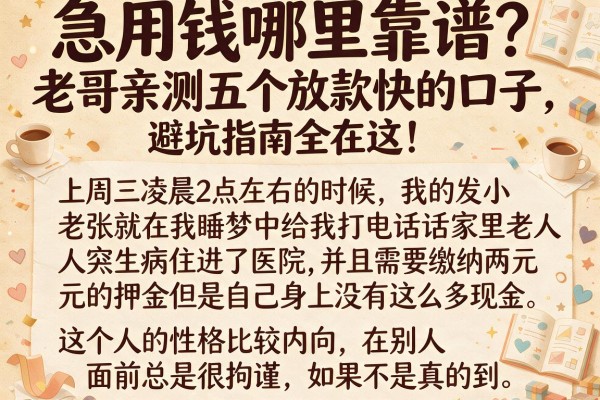 急用钱哪里靠谱？老哥亲测五个放款快的口子，避坑指南全在这！