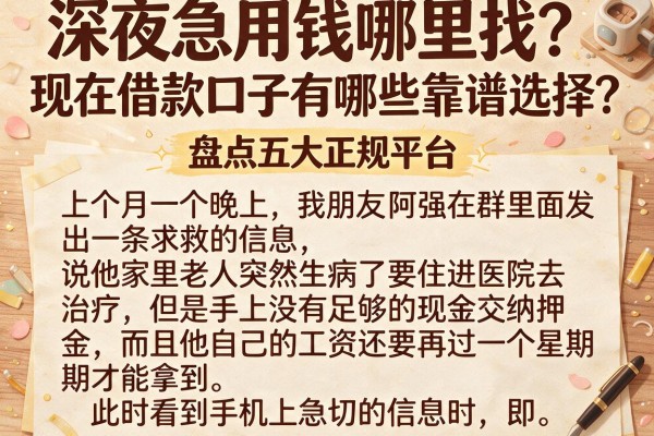 深夜急用钱哪里找？现在借款口子有哪些靠谱选择？盘点五大正规平台